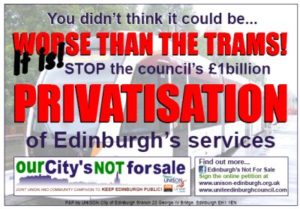 Edinburgh privatisation 'worse than the trams' say unions as communities take action