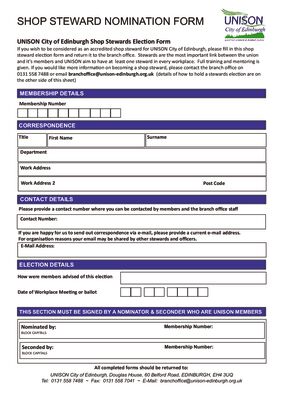 thumbnail of Shop Steward Nomination Form 2021 working from home
