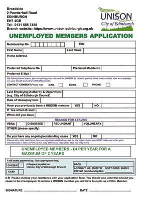 thumbnail of Unemployed Application Form