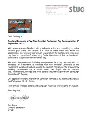 thumbnail of Scotland Demands a Pay Rise – Scottish Parliament Pay Demonstration 8th September 2022