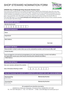 thumbnail of Steward Nomination Form