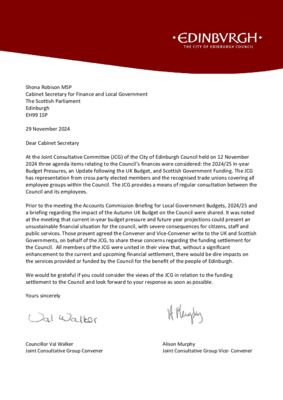 thumbnail of Joint Consultative Group – Letter to Scottish Government