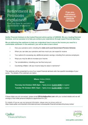 thumbnail of 2025 UNISON Scotland – Retirement Pensions Explained LGPS Webinars x2 – Invitation